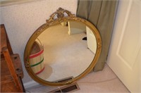 Wood Framed 26" Round Mirror