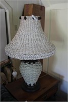 Large Off White Wicker Lamp