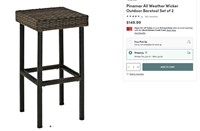 Pinamar All Weather Wicker Outdoor Barstool Set 2