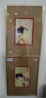 Two Japanese framed Geisha prints