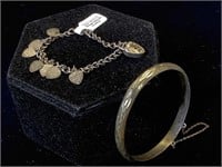 Sterling bangle bracelet & Sterling Heart charm