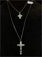 2- Sterling chains w/ Sterling crosses