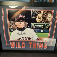 Framed Signed Charlie Sheen Wild Thing Photo