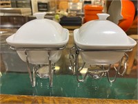 2 Covered Dishes w/ Candle Warmers