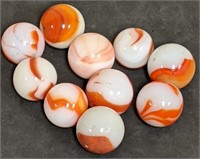 Orange and White Swirl Vintage Glass marbles