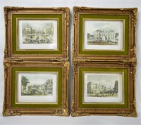 4 pc Set Early Engravings Italy - Hand Tinted