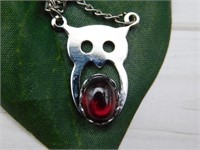 AGATE OWL PENDANT NECKLACE ROCK STONE LAPIDARY SPE