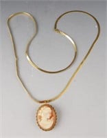 Lot # 4069 - Cameo on 14k chain: Chain is bent
