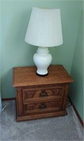 Two Drawer Side Table & Lamp