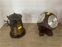 Vintage nautical ash tray and Barometer