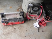 Small Air Compressor, Tool Box w/Some Tools