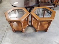 Pair of Glass Top End Tables