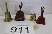 Group of 4 Vintage / Antique Tin Type Bells