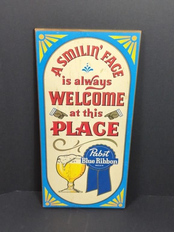 1970's Pabst Beer Wooden Plaque "A Smilin' Face"