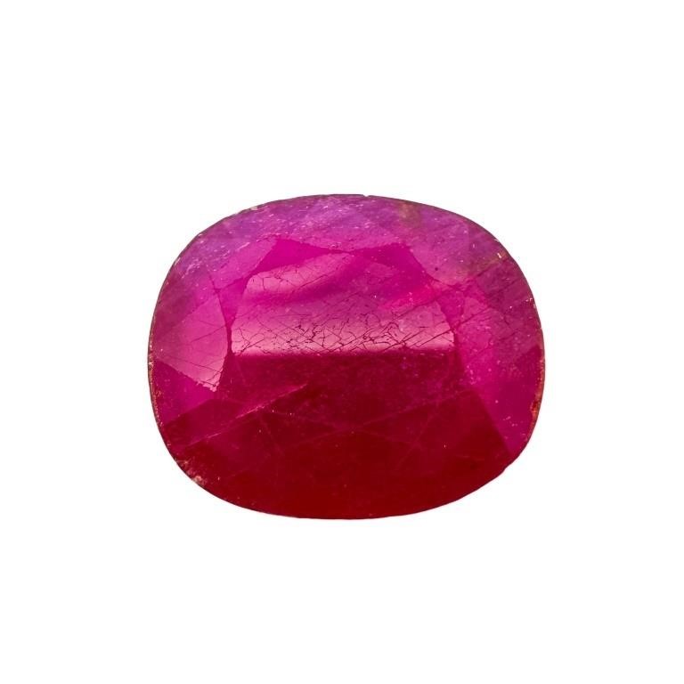 Certified 7 Carat Ruby Cushion Cut Gemstone
