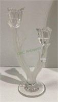 Beautiful tulip dual candle stick clear and