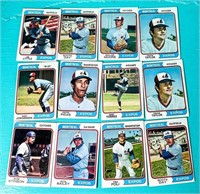 (12) 1974 TOPPS MONTREAL EXPOS MLB CARDS