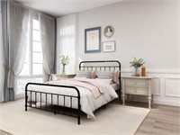 Black Metal Full Bed Frame - Classic Style