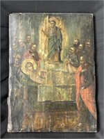 Antique Religious Icon Painting on Board.
