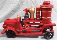 VINTAGE CAST IRON FIRE TRUCK TOY