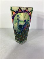 Amia Hand Painted Glass Peacock Vase