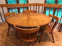 Vintage Round Pillar Pedestal Table & 4 Chairs