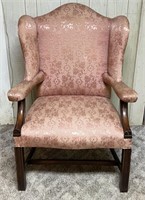 Pink Upholstered Wingback Arm Chair, no tears