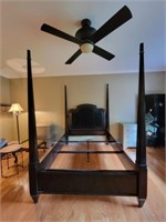Leather Backed Four Post Queen Bed Frame