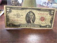 1953 red seal two dollar bill