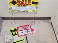 Yard sale signs and price tags