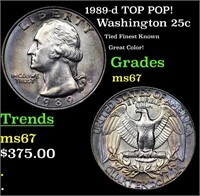 1989-d Washington Quarter TOP POP! 25c Graded ms67