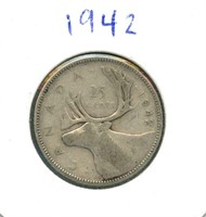 1942 Canadian Silver Quarter