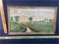 Sheep in pasture hand painted art
