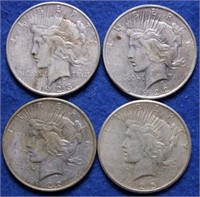 4 Silver Peace Dollars