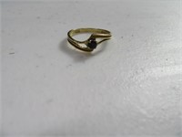 14kt Gold sz4 Ring w/ Blue Stone 1gram Petite