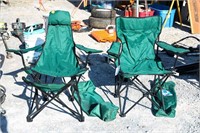 2pc GREEN FOLDING OUTDOOR CHAIRS
