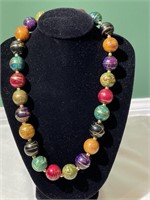 Vintage Wooden Bead Painted Necklace