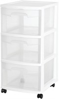 Sterilite 3 Drawer Cart, Plastic Drawer, Clear