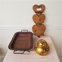 Metal footed tray, Heart Wall Hanging