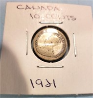 1921 CANADA 10 CENT LOW MINTAGE COIN