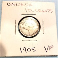 1905 CANADA 10 CENT SILVER COIN