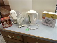 hand mixer, electric tea pot, kitchen scale