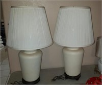 2 Pc Chunky White Lamps White Shades