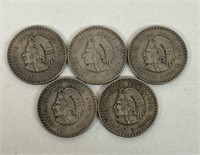 (5) 5 PESO MEXICO SILVER COINS