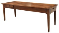 RUSTIC FRENCH FRUITWOOD FARMHOUSE TABLE, 86.5"L