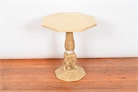 Vintage Stone Top Cherub Pedestal Table