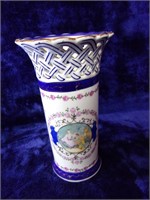 T. Limoges Pierced Porcelain Vase with