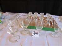 15 CANDLE WICK JUICE GLASSES AND 3 CANDLE