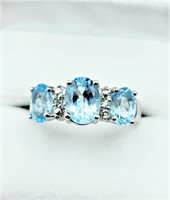 Sterling Silver Natural Blue Topaz (3.81cts) &