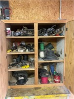 Wood cabinet of wire and contents